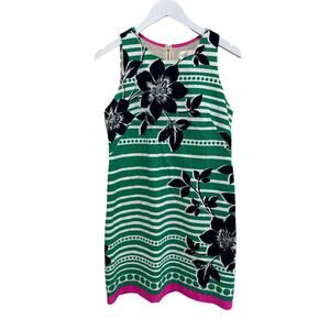 Eliza J Women's 6 Sleeveless Sheath Dress Kelly Green Stripe Floral‎ Office